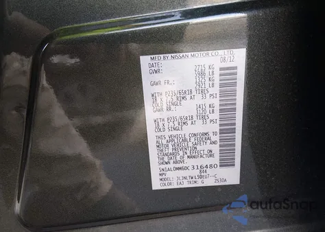 2013 Infiniti Jx35 from USA, damaged, VIN 5N1AL0MM6DC316480